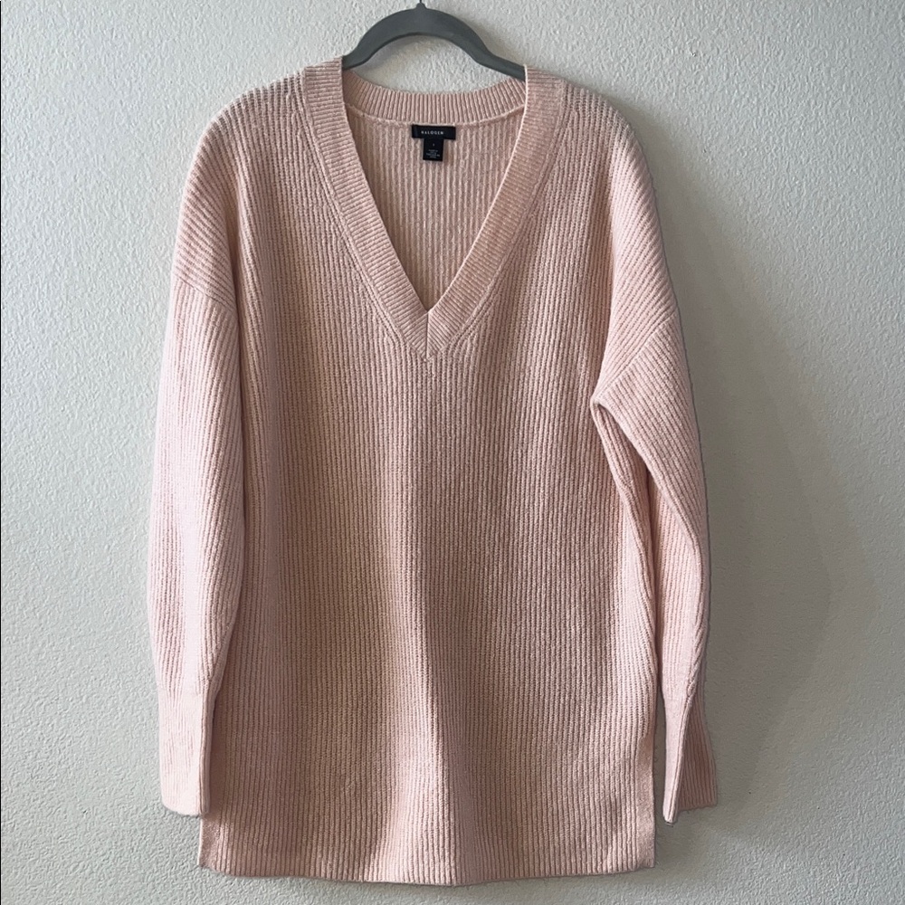 Halogen Cream Ribbed Knit Sweater
